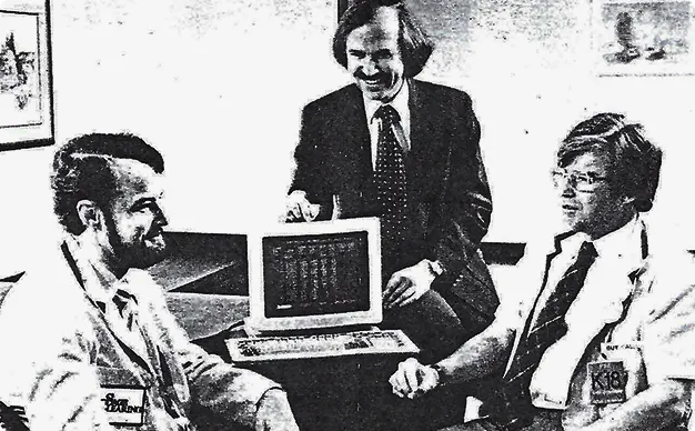 SageTrader's founders demonstrating an early trading terminal