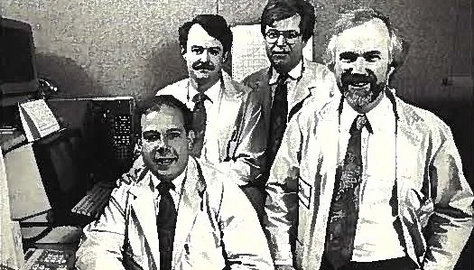 SageTrader's founding team of Wall Street traders, photographed on the trading floor